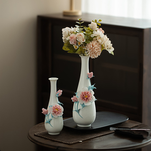 不东新中式陶瓷花瓶永生花手捏花插花水养高级感轻奢摆件高档礼盒