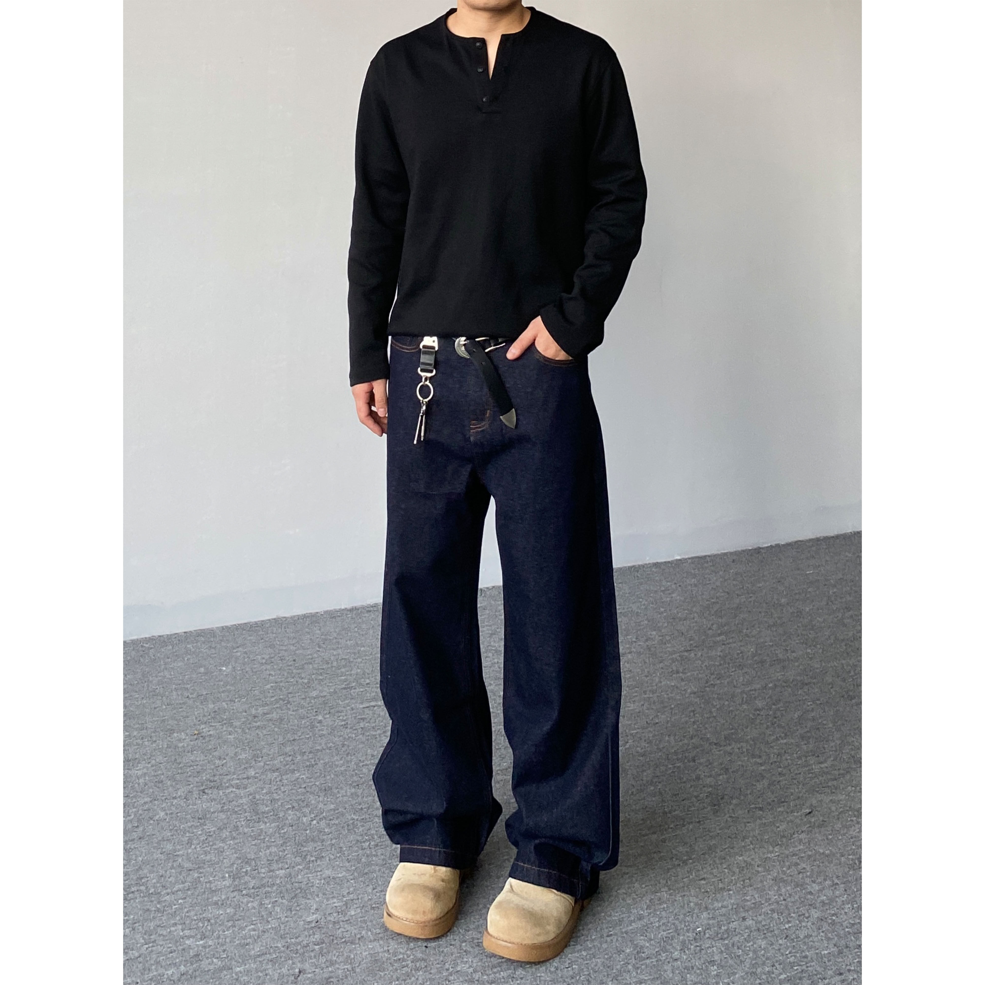 98SQUID 美式复古原色丹宁cleanfit牛仔裤男女宽松休闲阔腿长裤子,男装,牛仔裤,淘宝优惠券,粉丝福利购,淘宝优惠卷