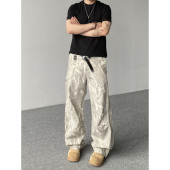 男女宽松阔腿长裤 98SQUID 休闲裤 dirtyfit扎染脏脏弯刀工装 潮 美式