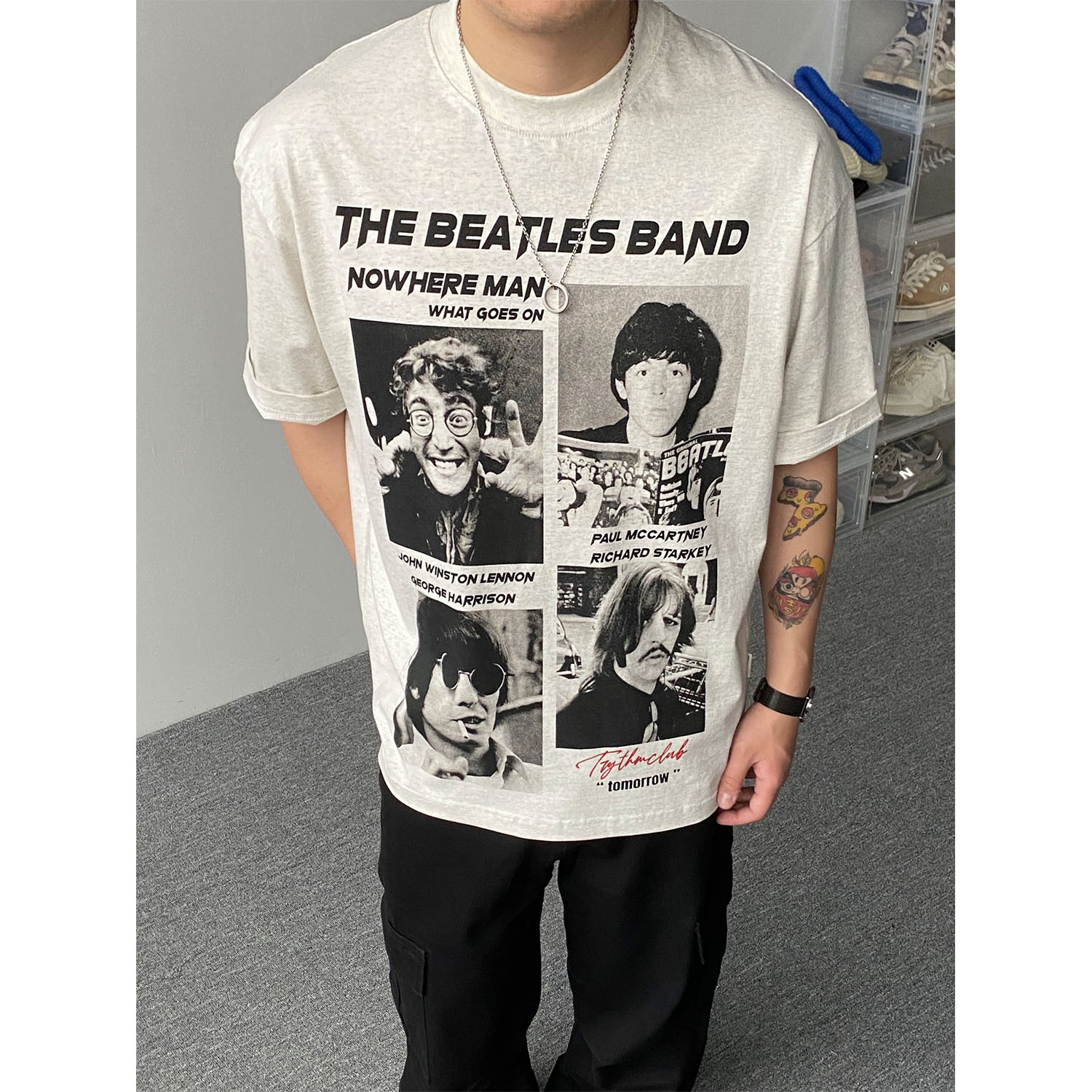 98SQUID 美式复古乐队人物印花短袖270g男女宽松痞帅百搭休闲半袖