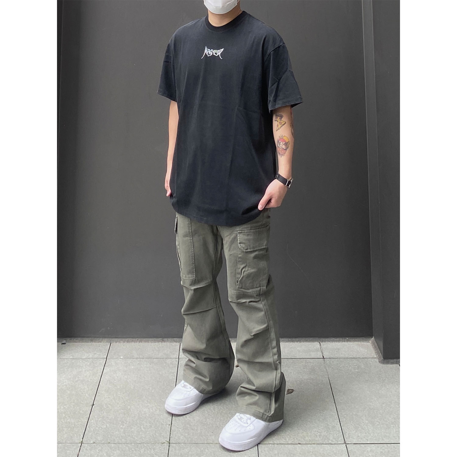 98SQUID 美式复古褶皱设计感工装裤高街vibe风宽松多口袋休闲长裤
