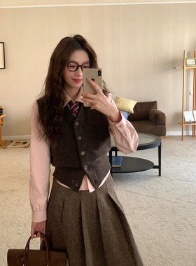 Even一雯【草莓慕斯】韩系高智100棉温柔百搭收腰捏褶淡粉色衬衫