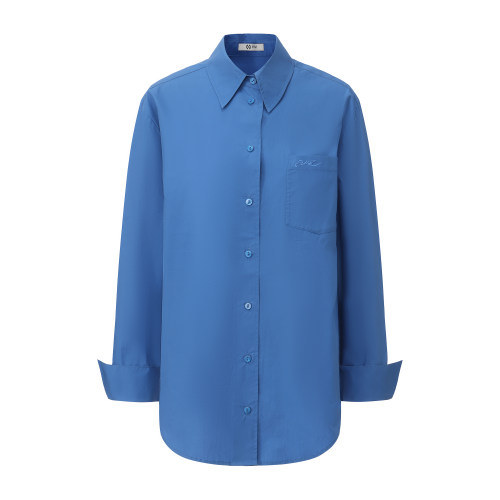 明星款100%棉刺绣显白长袖衬衫