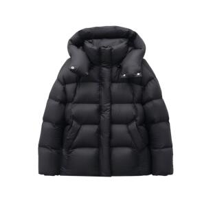 连帽拉链轻户外短外套 90鹅绒轻盈0压羽绒服宽松泡芙短款 PINZ HOW