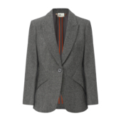 绵羊毛一粒扣收腰正肩戗驳领西装 PINZ HOW