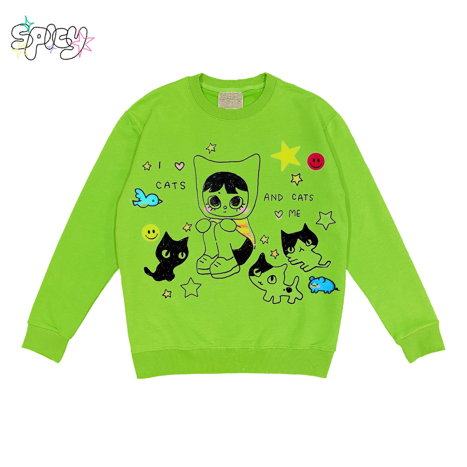 金枪小鱼 创意趣味印花简笔画原宿风卫衣Y2K潮流ins上衣圆领卫衣