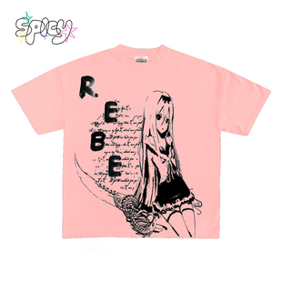 刀妹少女辣妹高街宽松短袖 亚比风美学二次元 T恤复古 standard Non