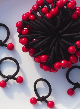 儿童小皮筋宝宝发圈不伤发女孩小号黑色头绳扎辫子红豆无痕高弹力