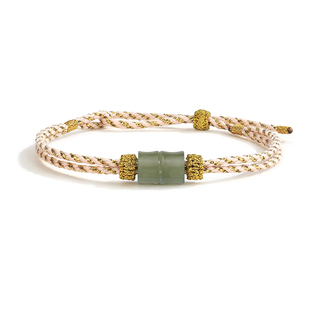 周大生官方青云直上和田玉竹节手绳手工编织红绳男女款手链正品