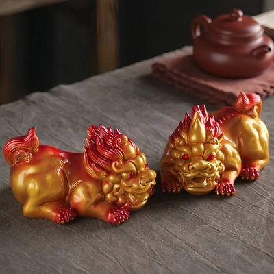 招财火云貔貅茶宠可变色茶台摆件