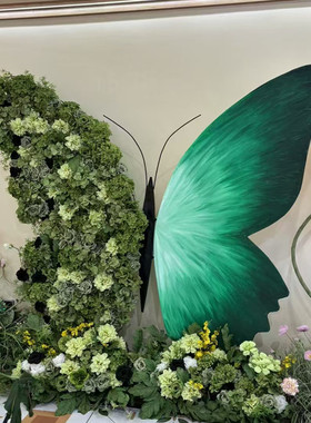 巨型蝴蝶仿真花工艺品摆件店铺商场美容店软装春天绿色大网红蝴蝶