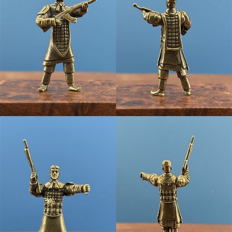 黄铜5cm秦始皇大帝拿r枪兵马俑创意兵人现代作战兵人趣味桌面摆件,商业/办公家具,五金货架/工具货架/洞洞板,淘宝优惠券,粉丝福利购,淘宝优惠卷