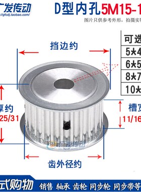 D型扁位孔5M15/16/17/18/19Tz/齿两面平AF型同步轮槽宽11/16/21/2