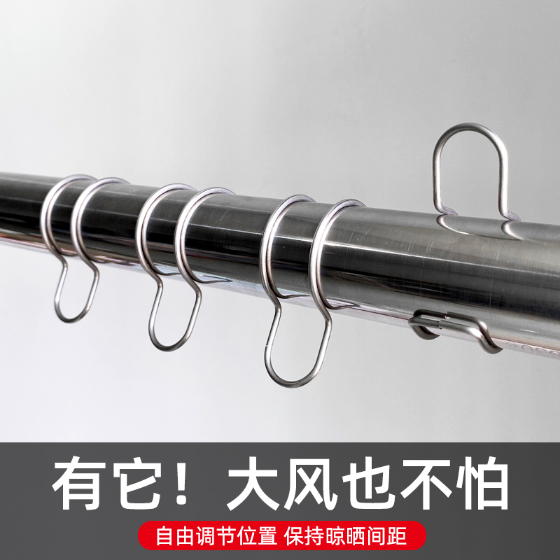 防滑不锈钢晾衣杆挂钩晒衣服x防风扣衣架圆管固定卡扣吹落神器夹