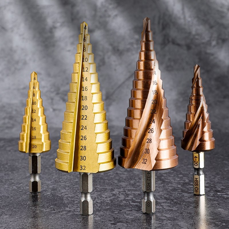 阶梯钻头沉头钻六角柄不锈钢宝塔钻头钢板铁皮铝S板开孔器打孔钻
