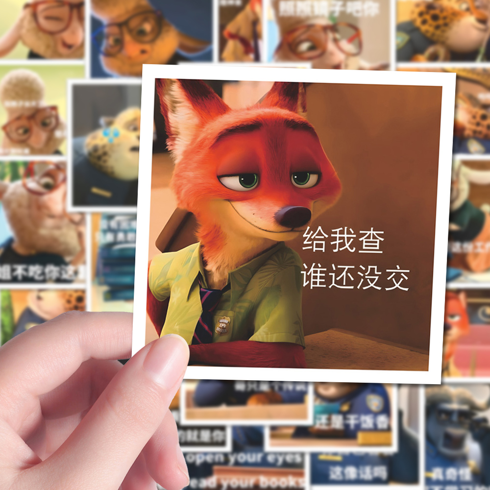 160张趣味疯狂动物城表情包贴纸卡通搞笑抽象尼克朱迪文字头像diy