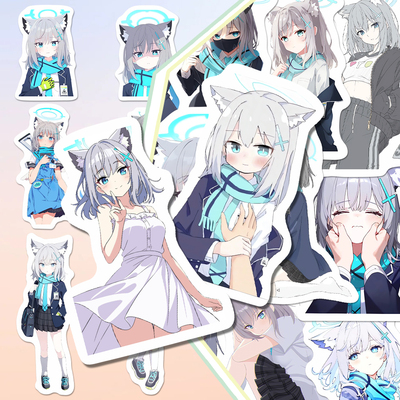 136张砂狼白子碧蓝档案二次元美少女ins贴画diy手机壳手账防水
