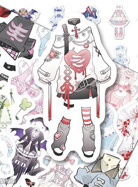 126张oc服饰贴纸新款卡通创意兔服oc人设服饰绘画参考ins装饰贴画