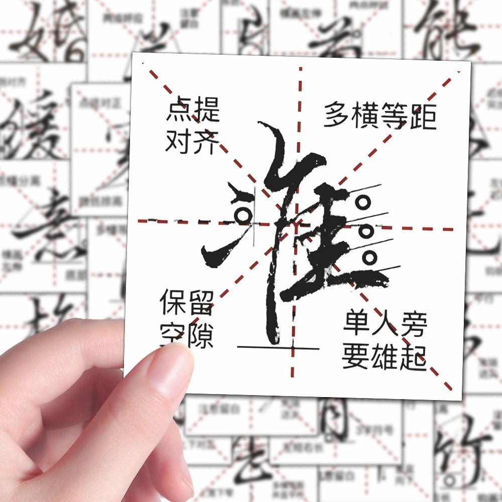 144张行楷教学贴纸硬笔行楷练字技巧书法教学零基础学习贴画diy