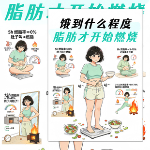 饿到什么程度脂肪才开始燃烧贴纸生活化减肥轻松瘦身减脂塑形贴画