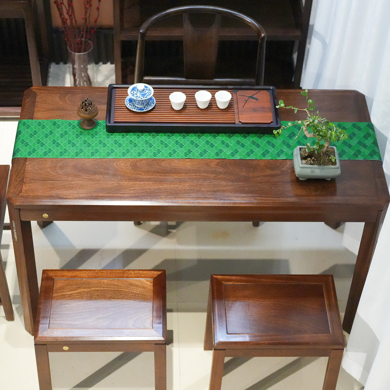 中式实木茶桌家用小茶台书桌两用阳台茶桌椅组合客厅花Z梨木泡茶
