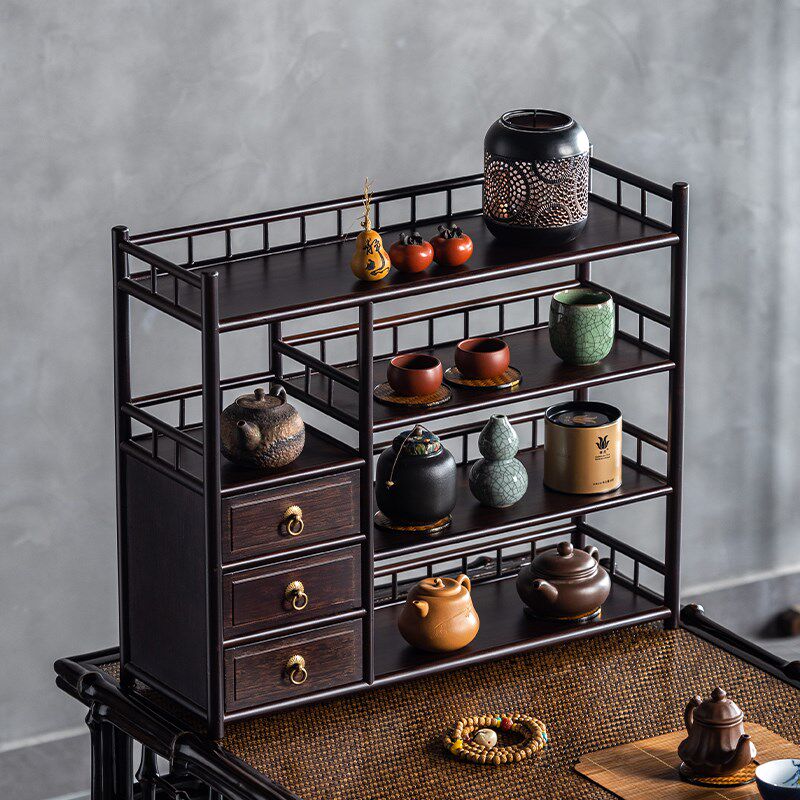 茶具架子置物架桌面中式博古架小型紫砂壶摆放展示架功夫茶杯收纳