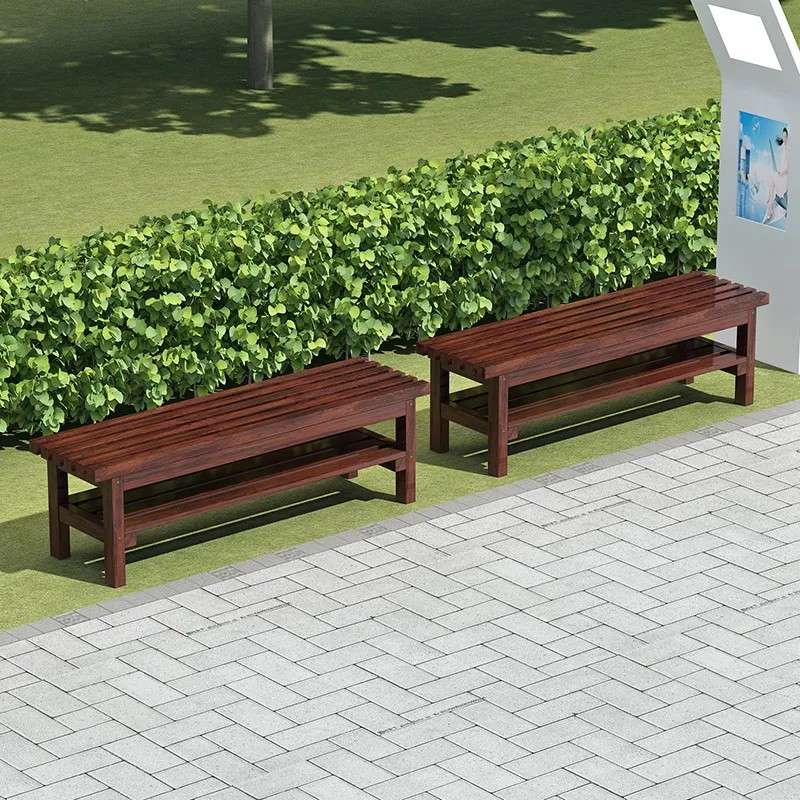 全实木长凳浴室实木长条板凳公园休息凳床尾拼接凳阳台防腐碳化凳