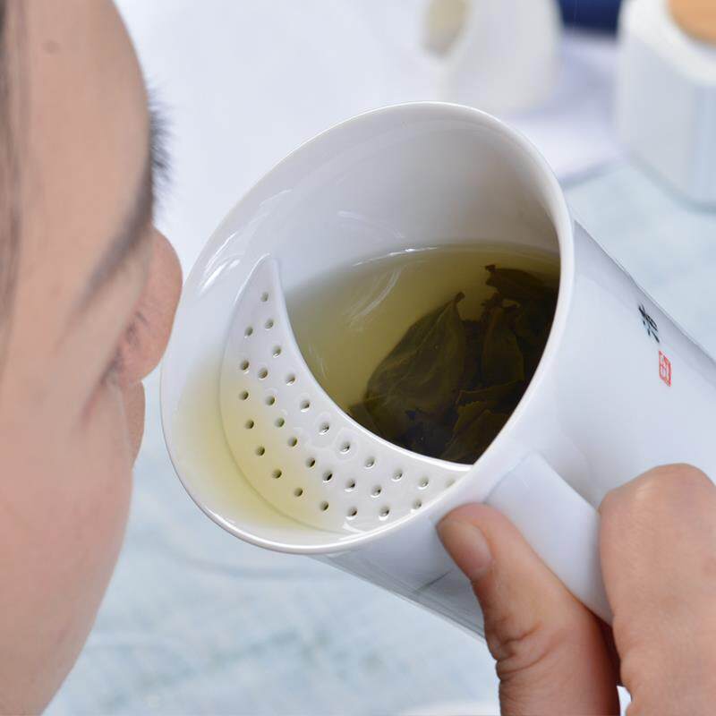 xyt茶杯陶瓷带盖过滤手绘泡茶杯月牙茶水分离个人办公室喝茶杯子