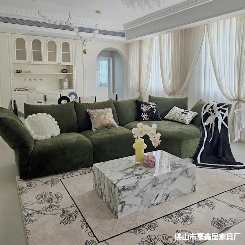意式轻奢花瓣雪尼尔绒沙发