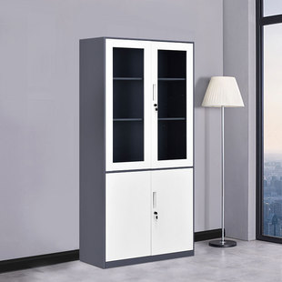 资料档案柜现代办公室财务凭证柜矮柜黑白撞色矮隔断柜文件柜窄边