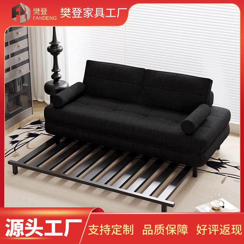黑色皮艺布艺单人双人民宿小户型酒店客厅可折叠沙发床一体两用