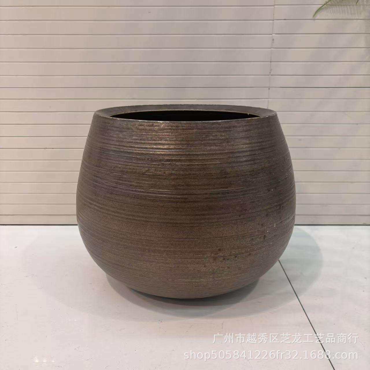 陶瓷落地花盆种植大口径缸盆古铜色花瓶庭院摆设客厅摆件装饰简约
