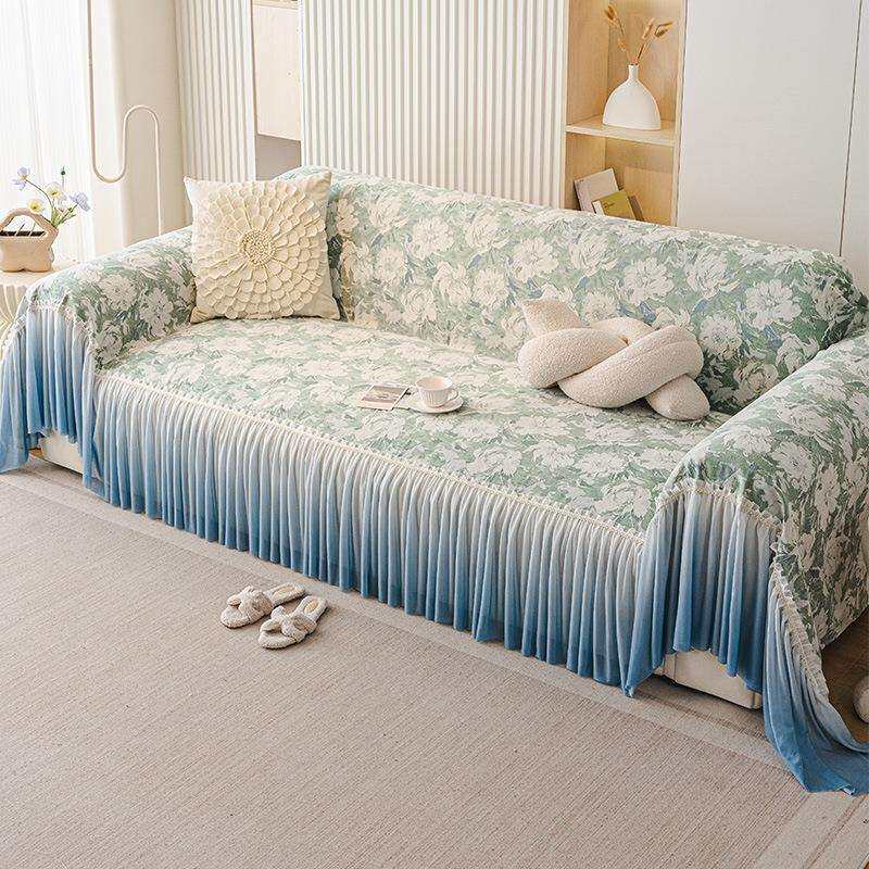 法式沙发盖布2025新款裙摆沙发巾套罩全包高级感四季通用沙发垫子