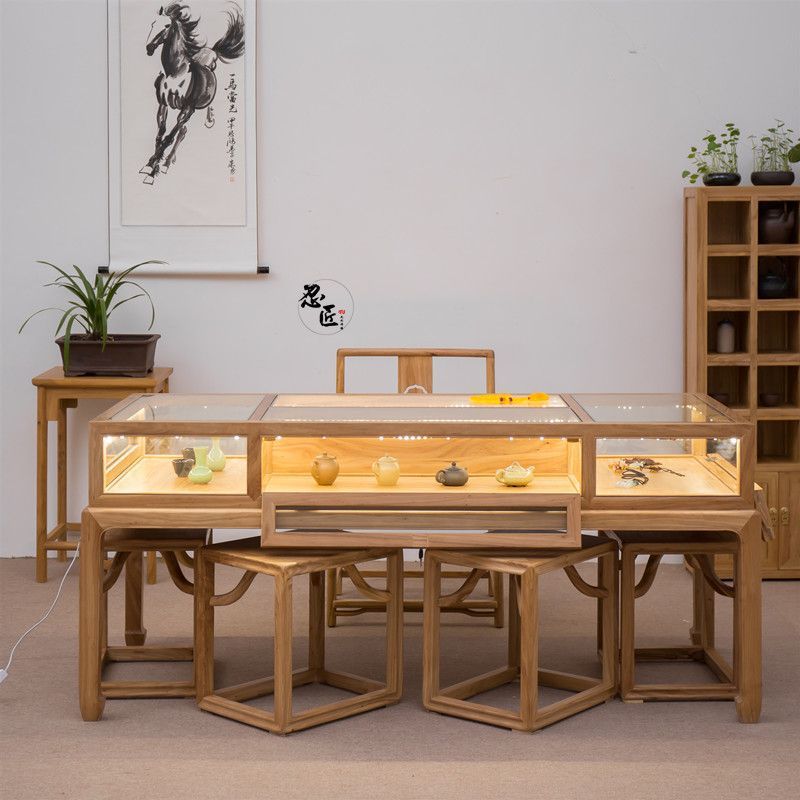 中式实木玻璃珠宝玉器展柜