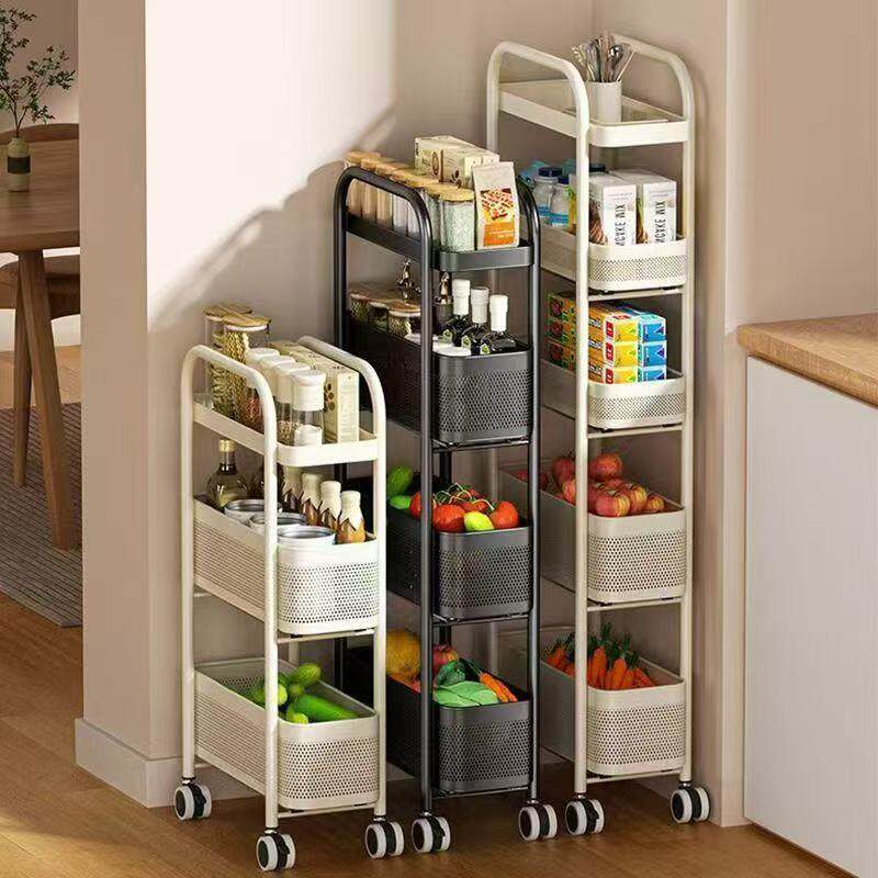多层置物架窄夹缝隙柜厨房置物架落地冰箱小推车卫生间抽拉收纳架