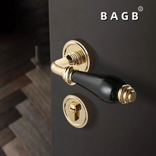 BAGB法式中古风锌合金陶瓷房门把手静音家用磁吸陶瓷锁具卧室门锁