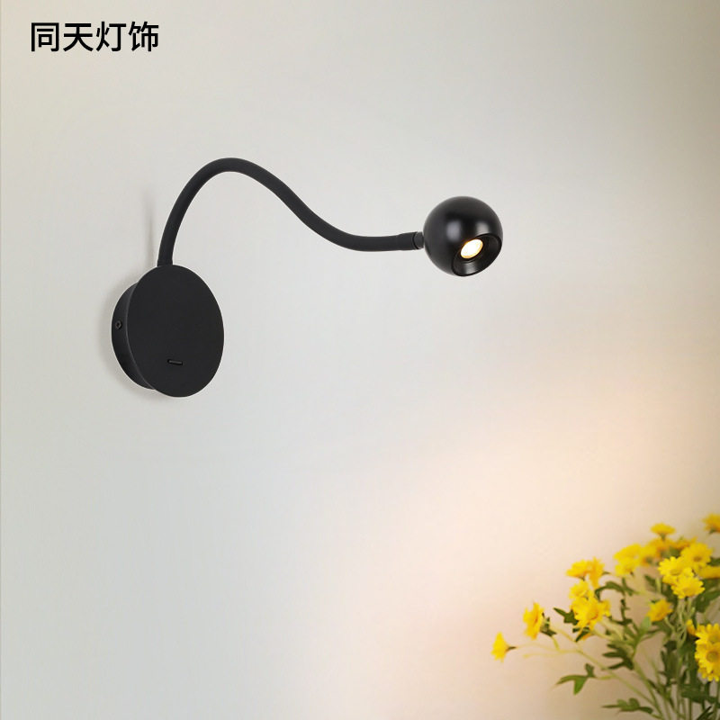 可调角度LED壁灯带开关USB充电