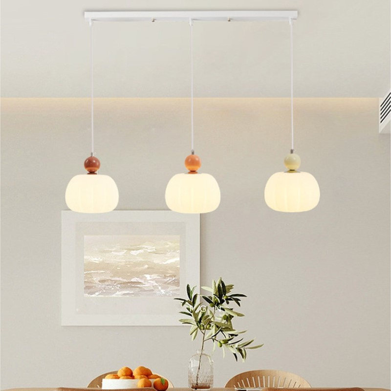 北欧奶油风南瓜吊灯现代简约卧室床头小吊灯网红创意儿童房吊灯具