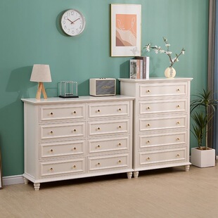 2026抽屉式收纳柜储物客厅做旧彩色五斗橱卧室复古斗柜实木地中海