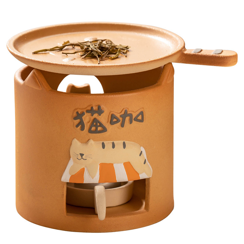 泥炉围炉煮茶家用室内粗陶烤茶套装蜡G烛温茶炉烘焙加热茶叶提香