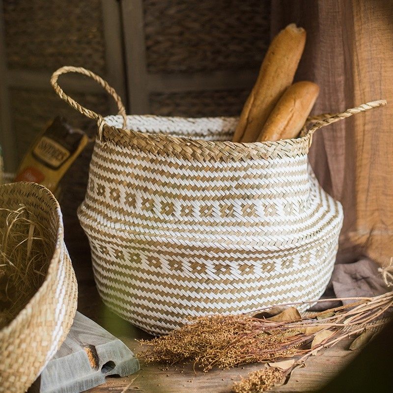 掬涵 草编收纳筐 收纳篮可折叠 杂物 衣物 桌T面衣帽间卫浴收纳,收纳整理,其他收纳篮,淘宝优惠券,粉丝福利购,淘宝优惠卷