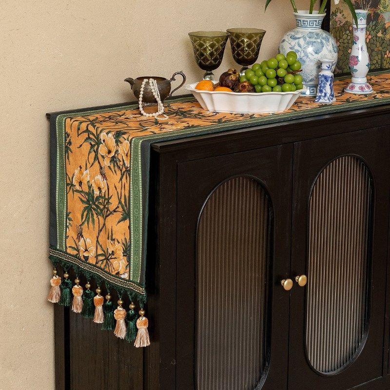 亚麻桌旗美式轻奢高级感电视x柜桌布田园风茶旗斗柜边柜盖布防水