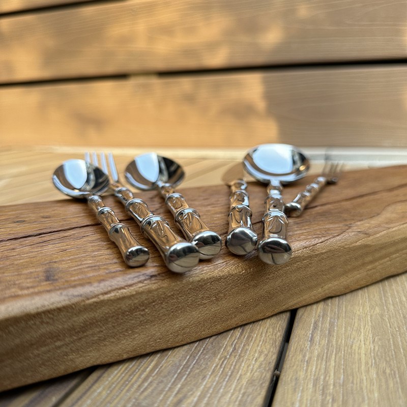 竹节高颜值牛排刀叉勺六件套法式轻奢西餐M餐具套装不锈钢叉勺子