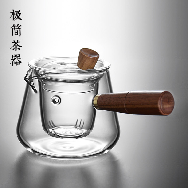 实木侧把泡茶壶i日式耐高温玻璃电陶炉煮茶器分茶过滤家用茶具套