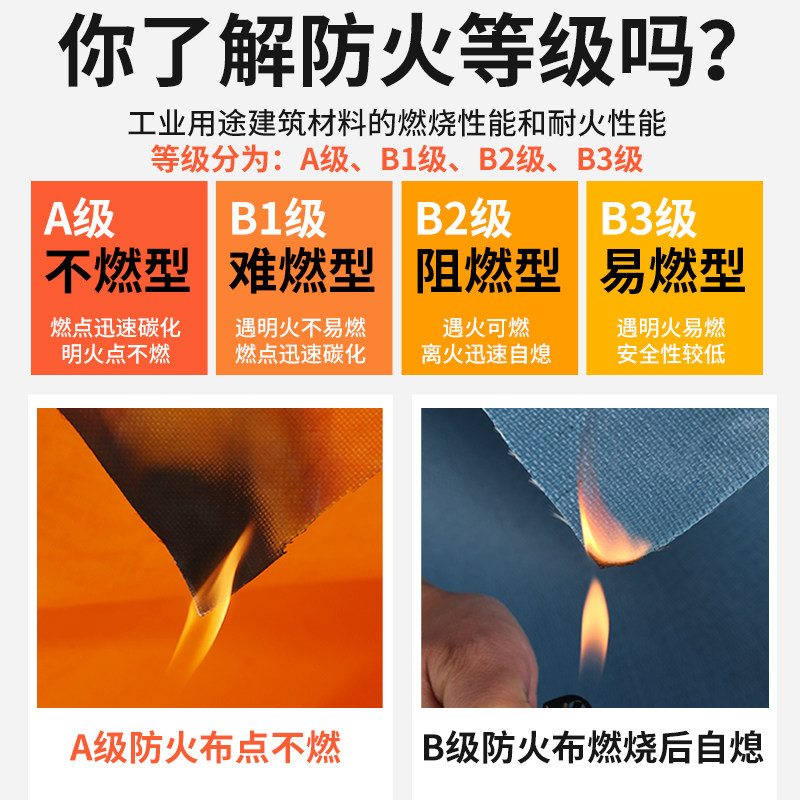 A级橙色暴厚阻燃防火布防雨布防水布H防火阻燃布绝缘隔热布电焊布
