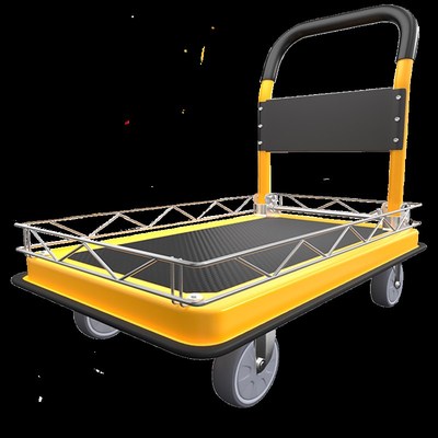 小推车拉货带围栏静音手推车搬运车取快递拖车轻R便折叠加厚平板