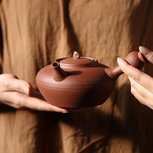 红泥侧把壶陶瓷烧水壶煮茶壶砂铫壶电陶炉专用煮T水壶明火泡茶单