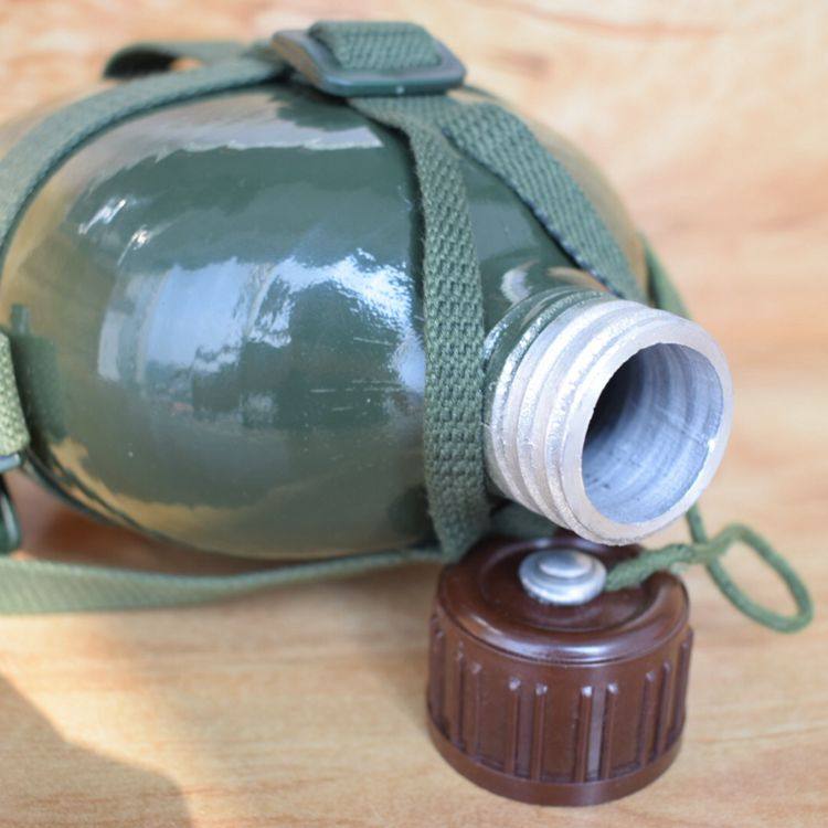 老式水壶铝g制便携水壶1L大容量徒步旅行