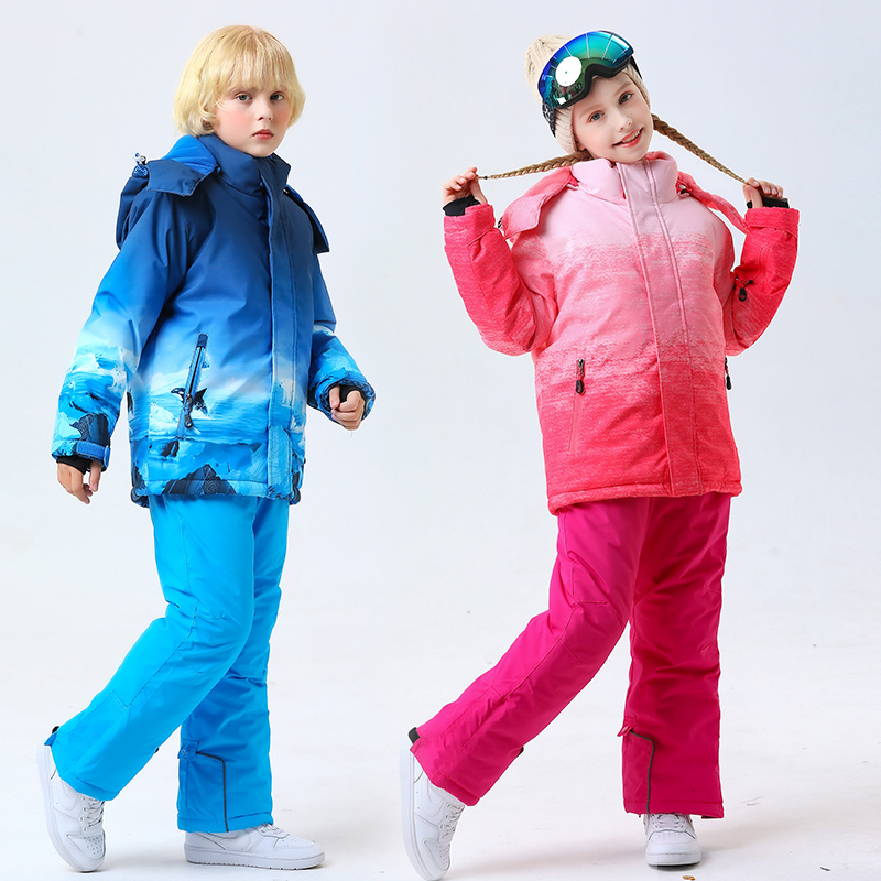 2022c儿童滑雪服套装男童女童户外防水保暖加绒宝宝滑雪装备防雪