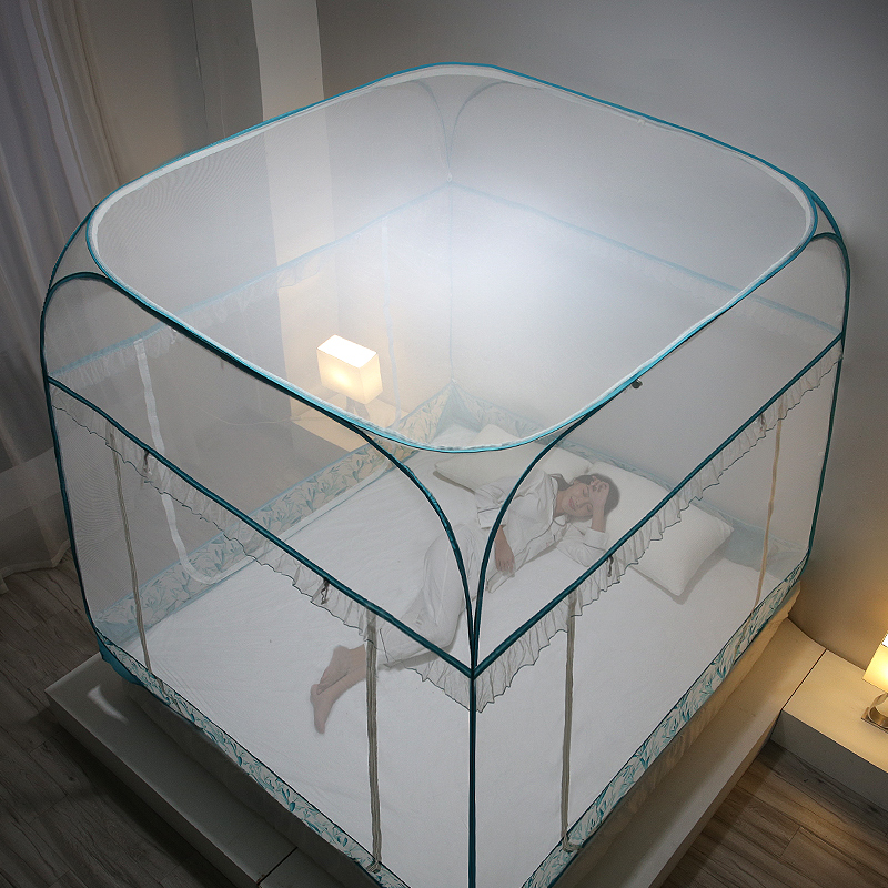 2021新款f蒙古包蚊帐1.8m床家用1.5m床免安装可折叠2米床防摔儿童